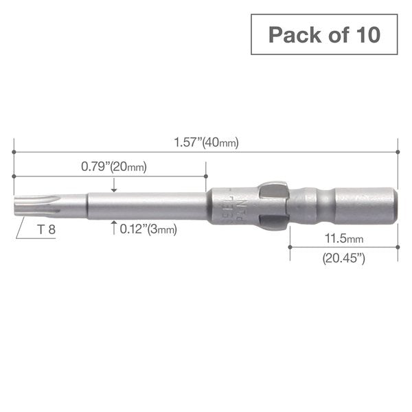 Precision Bit Wing-Shank 4mm, T8x3, PK10