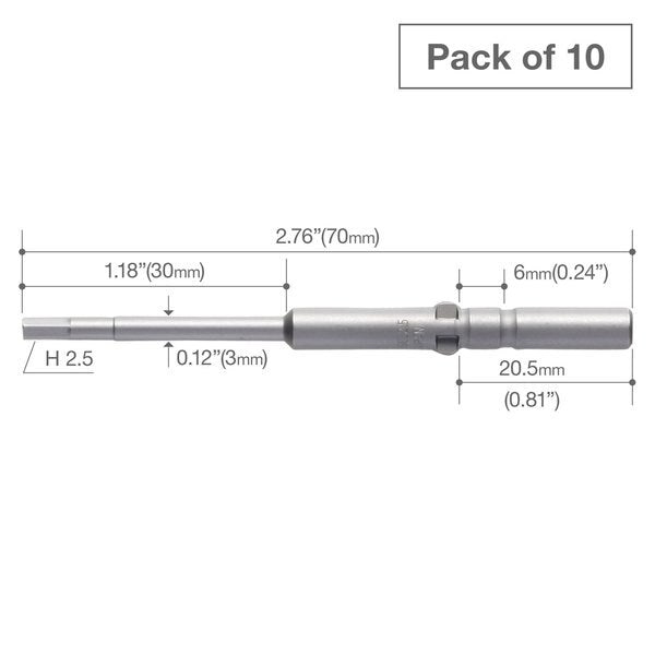 Precision Bit Wing-Shank 5mm, H2.5, PK10