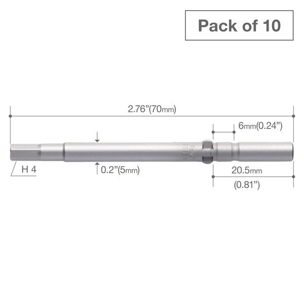 Precision Bit Wing-Shank 5mm, H4x7, PK10