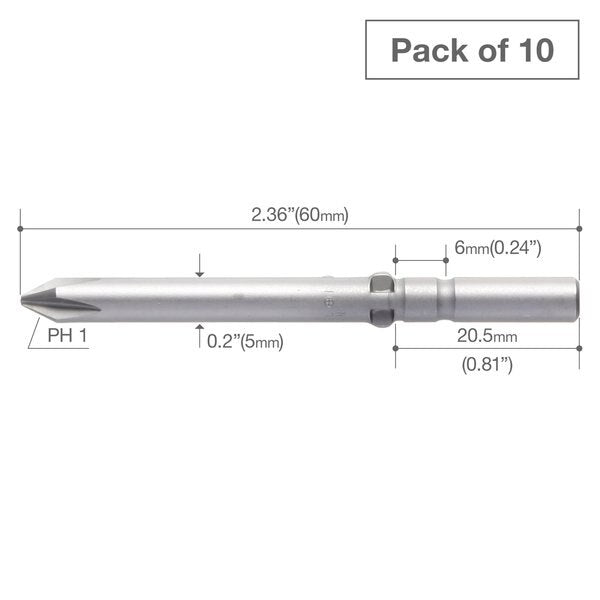 Precision Bit Wing-Shank 5mm, +1x6, PK10