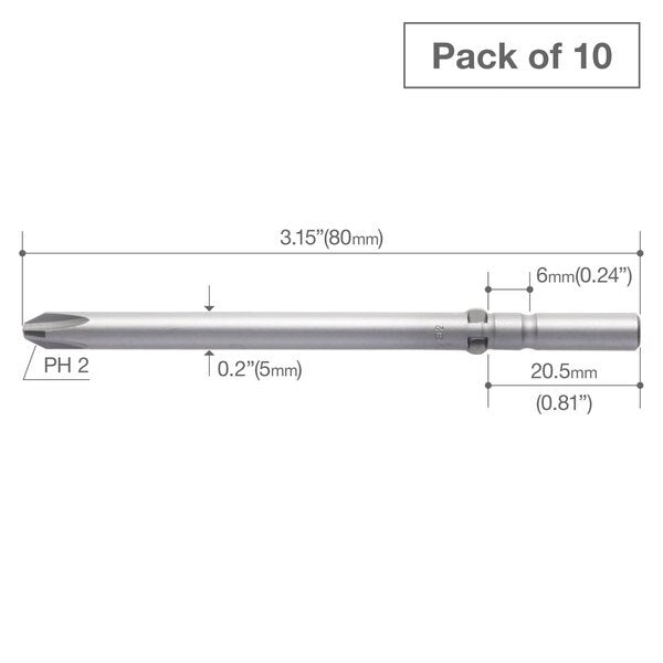 Precision Bit Wing-Shank 5mm, +2x8, PK10