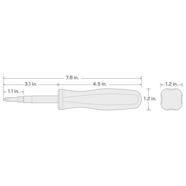 6-in-1 Phillips/Slotted Driver (#1 x 3/16 in., #2 x 1/4 in., Red)