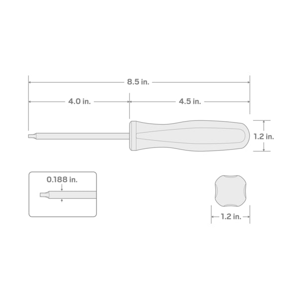 S1 Square Hard Handle Screwdriver (Black Oxide Blade)