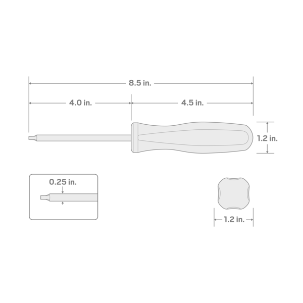 S2 Square Hard Handle Screwdriver (Black Oxide Blade)