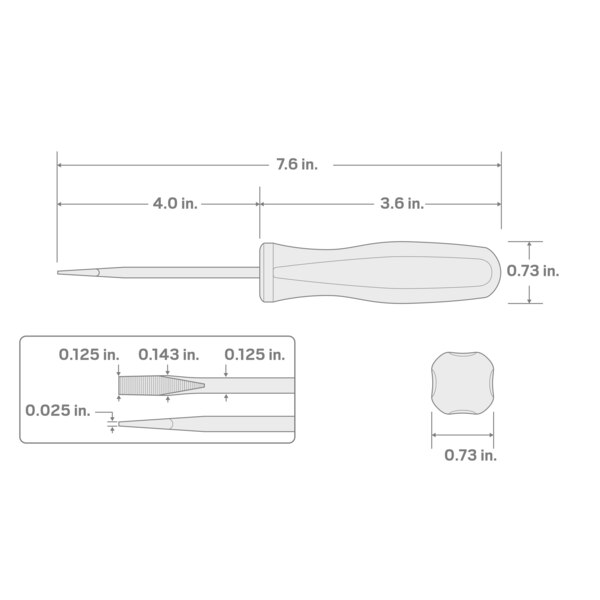 1/8 Inch Slotted Hard-Handle Screwdriver (Black Oxide Blade)