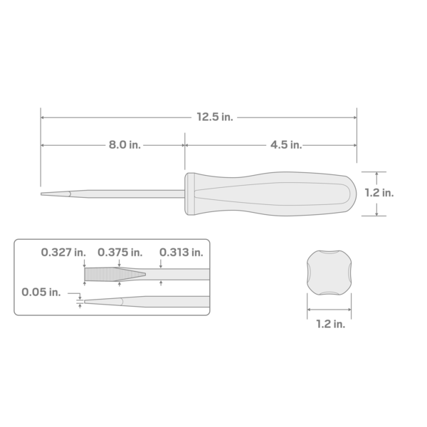 Long 5/16 Inch Slotted Hard Handle Screwdriver (Black Oxide Blade)