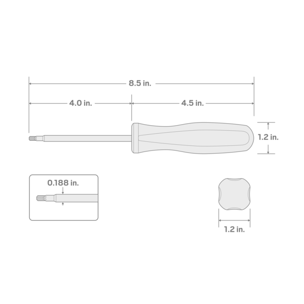 T15 Torx Hard Handle Black Oxide Blade Screwdriver