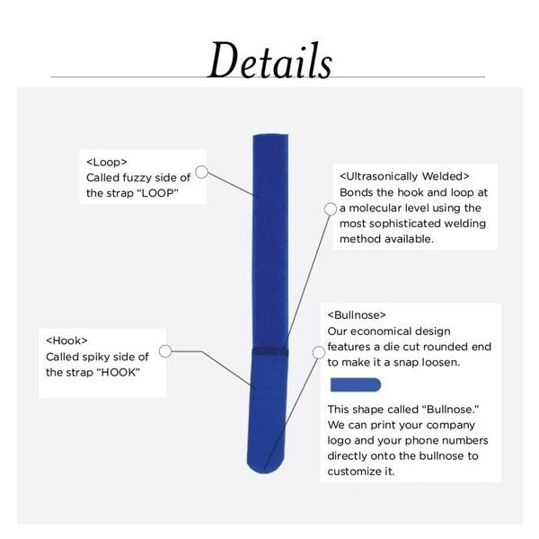 Back-to-Back Strap, No Adhesive, 7 in, 3/4 in Wd, Black, 20 PK