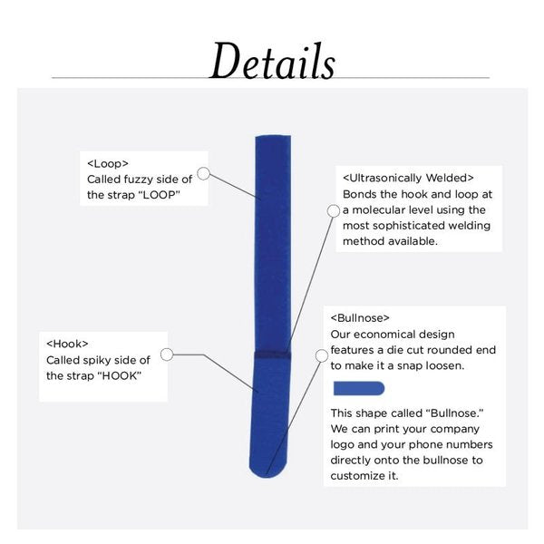 Back-to-Back Strap, No Adhesive, 7 in, 3/4 in Wd, Black, 5 PK