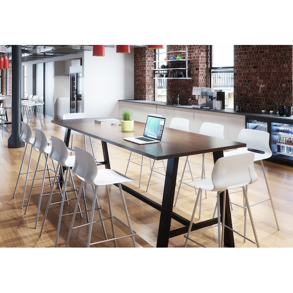Rectangle KFI Midtown 3 x 8 FT Conference Table, Designer White Finish, Bistro Height, 36 W, 96 L