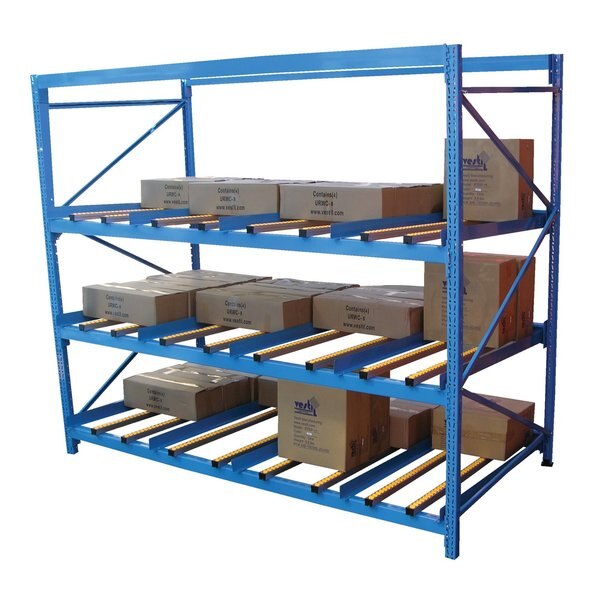 Starter Gravity Flow Rack, 48 in D, 96 in W, 3 Shelves