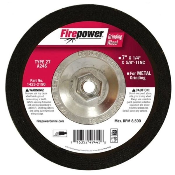 Depressed Center Grinding Wheels, Type, 7 In.X1/4 In.X5/8 In. -11Nc