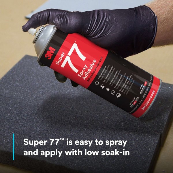 Spray Adhesive, 16.75 fl oz, Aerosol Can, Clear, Super 77