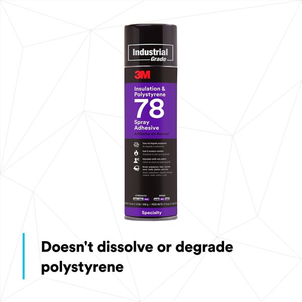 Spray Adhesive, 78 Series, Clear, 17.9 oz, Aerosol Can