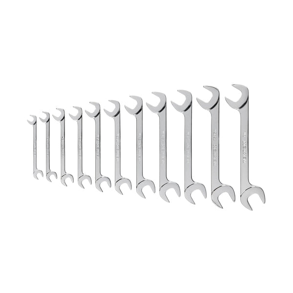 Angle Head Open End Wrench Set with Holder, 11-Piece (3/8-1 in.)