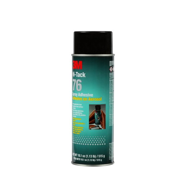 Spray Adhesive, Hi-Tack 76 Series, Clear, 18.1 oz, Aerosol Can