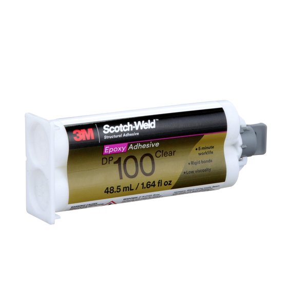 Epoxy Adhesive, DP100 Series, Clear, 1:01 Mix Ratio, 20 min Functional Cure, Dual-Cartridge