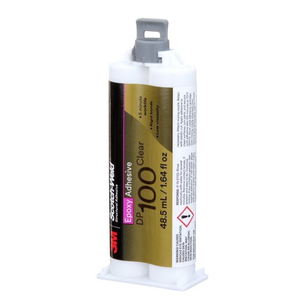 Epoxy Adhesive, DP100 Series, Clear, 1:01 Mix Ratio, 20 min Functional Cure, Dual-Cartridge