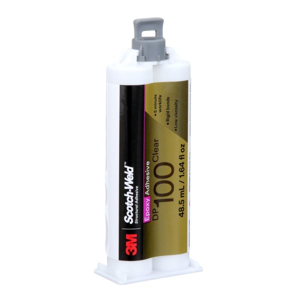 Epoxy Adhesive, DP100 Series, Clear, 1:01 Mix Ratio, 20 min Functional Cure, Dual-Cartridge