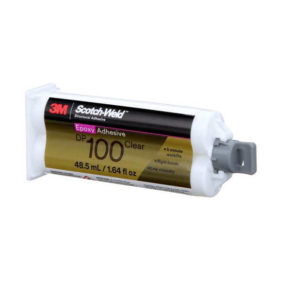 Epoxy Adhesive, DP100 Series, Clear, 1:01 Mix Ratio, 20 min Functional Cure, Dual-Cartridge