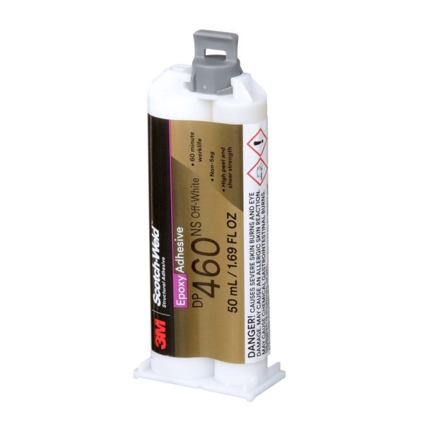 Epoxy Adhesive, DP460NS Series, Off-White, 2:01 Mix Ratio, 1 hr Functional Cure, Dual-Cartridge