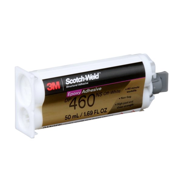 Epoxy Adhesive, DP460NS Series, Off-White, 2:01 Mix Ratio, 1 hr Functional Cure, Dual-Cartridge