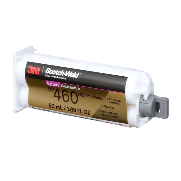 Epoxy Adhesive, DP460NS Series, Off-White, 2:01 Mix Ratio, 1 hr Functional Cure, Dual-Cartridge
