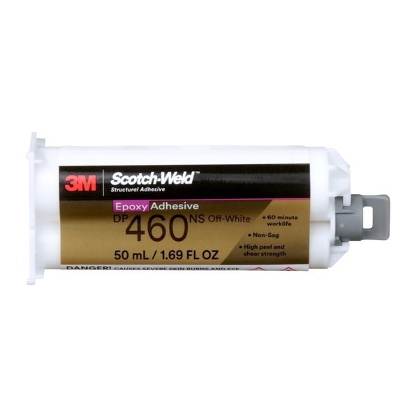 Epoxy Adhesive, DP460NS Series, Off-White, 2:01 Mix Ratio, 1 hr Functional Cure, Dual-Cartridge