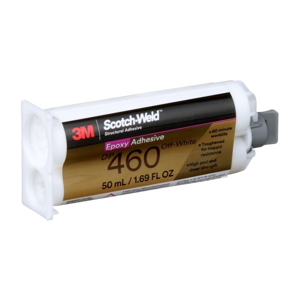 Epoxy Adhesive, DP460 Series, Off-White, 2:01 Mix Ratio, 1 hr Functional Cure, Dual-Cartridge