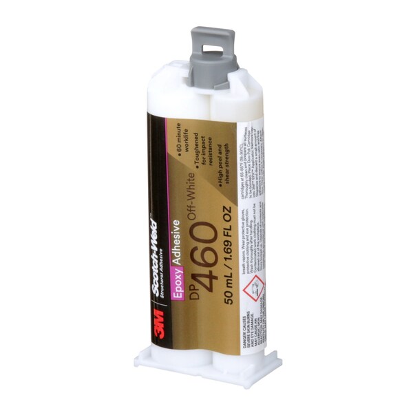 Epoxy Adhesive, DP460 Series, Off-White, 2:01 Mix Ratio, 1 hr Functional Cure, Dual-Cartridge