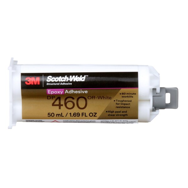 Epoxy Adhesive, DP460 Series, Off-White, 2:01 Mix Ratio, 1 hr Functional Cure, Dual-Cartridge