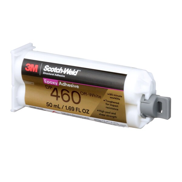 Epoxy Adhesive, DP460 Series, Off-White, 2:01 Mix Ratio, 1 hr Functional Cure, Dual-Cartridge