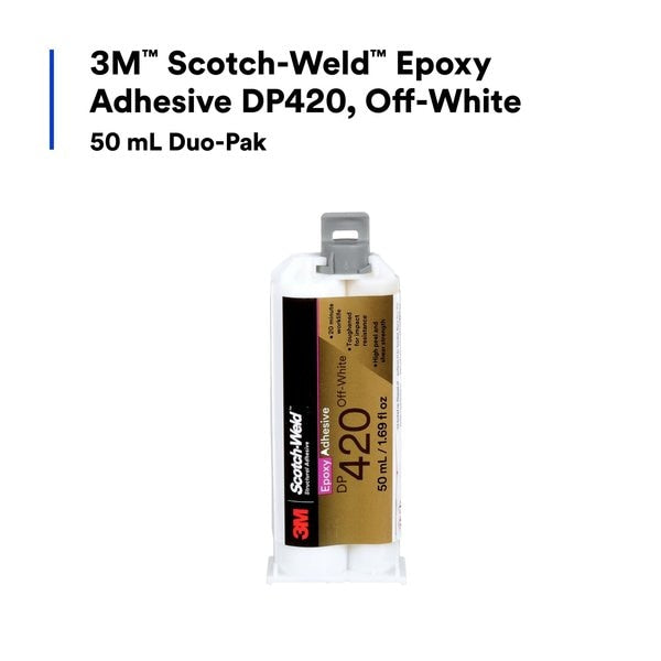 Epoxy Adhesive, DP420 Series, Off-White, 2:01 Mix Ratio, 2 hr Functional Cure, Dual-Cartridge