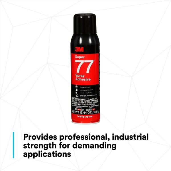 Spray Adhesive, 13.44 fl oz, Aerosol Can, Clear, Super 77