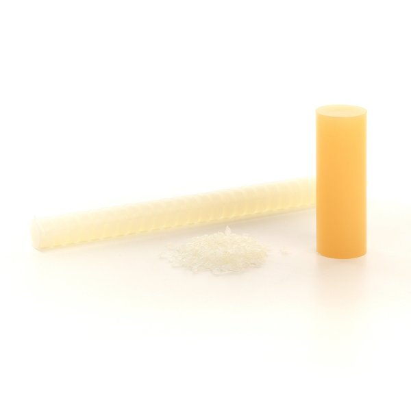 Hot Melt Adhesive, Tan, 5/8 in Diameter, 2 in Length, 35 sec Begins to Harden