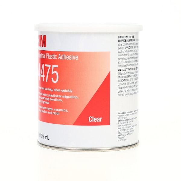 Plastic Adhesive, 4475 Series, clear, 1 qt, Can