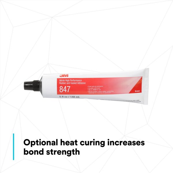 Rubber and Gasket Adhesive, 847, 5 fl oz, Tube, Brown