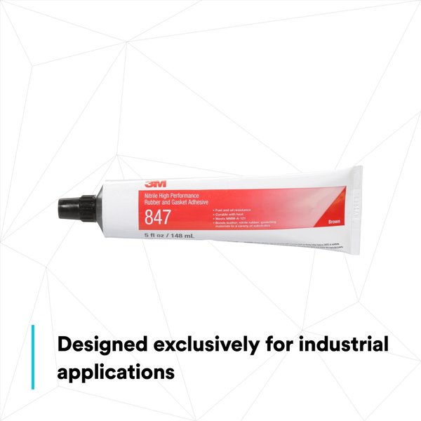 Rubber and Gasket Adhesive, 847, 5 fl oz, Tube, Brown
