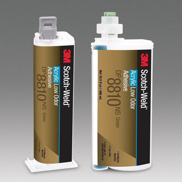Acrylic Adhesive, Black, 10 to 1 Mix Ratio, 21 min Functional Cure, Dual-Cartridge
