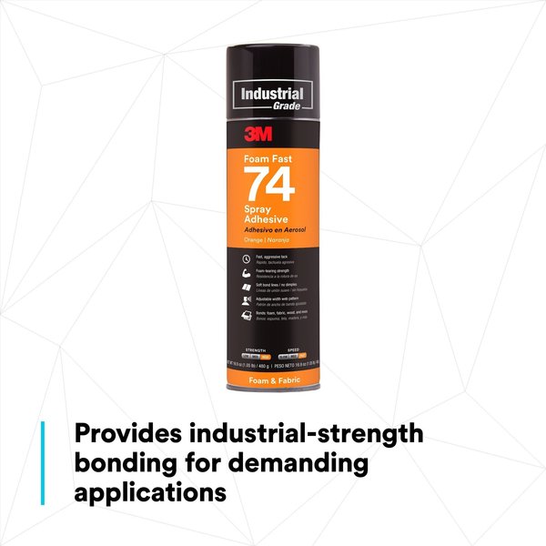 Spray Adhesive, Foam Fast 74 Series, Orange, 16.9 oz, Aerosol Can