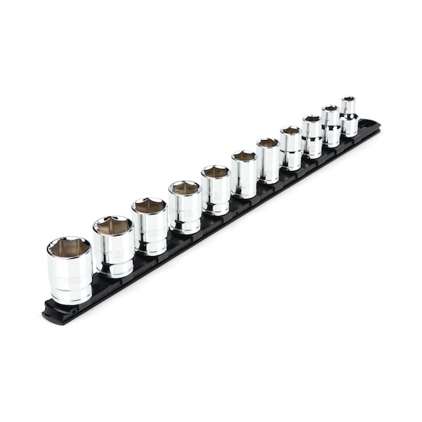1/2 Inch Drive 6-Point Socket Set with Rail, 11-Piece (3/8-1 in.)
