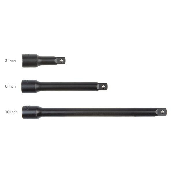 1/2 Inch Drive Impact Extension Set, 3-Piece (3, 6, 10 in.)