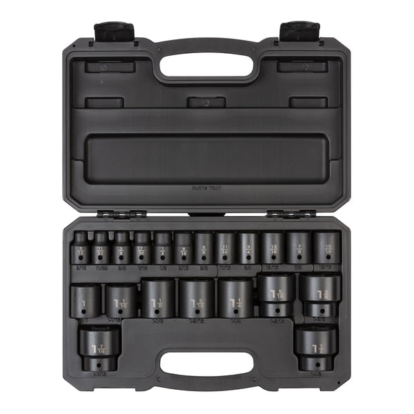 1/2 Inch Drive 6-Point Impact Socket Set, 21-Piece (5/16 - 1-1/2 in.)