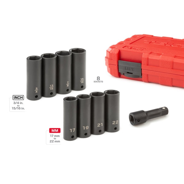 1/2 Inch Drive Impact Lug Nut Socket Set (9-Piece)