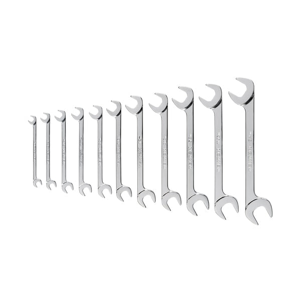 Angle Head Open End Wrench Set with Holder, 11-Piece (1/4-3/4 in.)