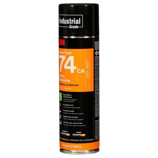 Spray Adhesive, Foam Fast 74CA Series, Orange, 19 oz, Aerosol Can