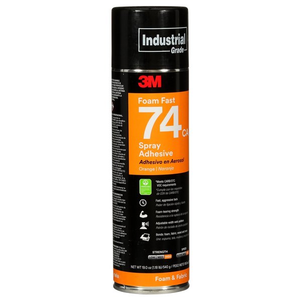 Spray Adhesive, Foam Fast 74CA Series, Orange, 19 oz, Aerosol Can