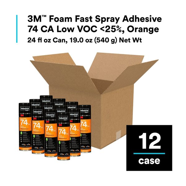 Spray Adhesive, Foam Fast 74CA Series, Orange, 19 oz, Aerosol Can