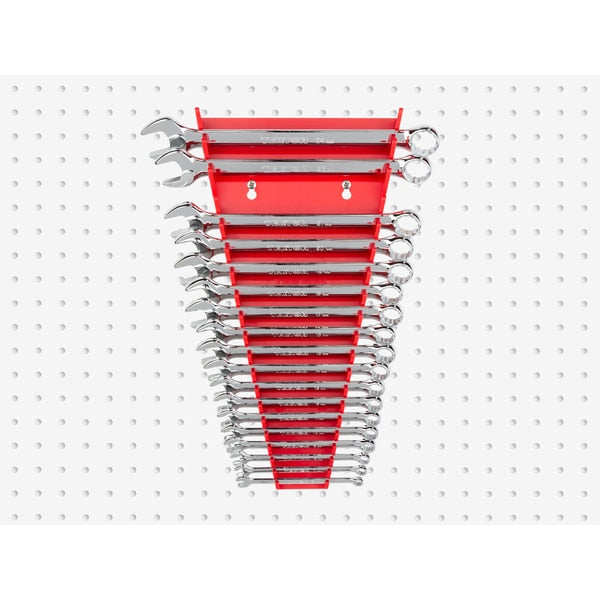 19-Tool Combination Wrench Organizer Rack (Red)
