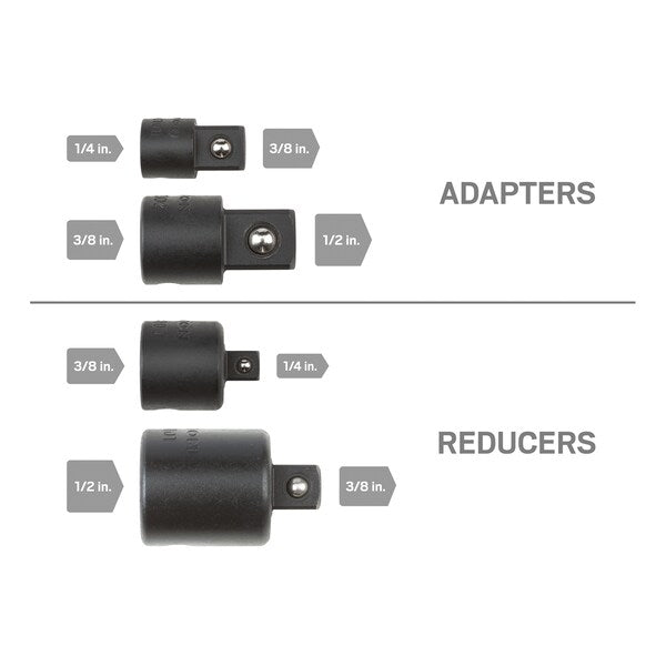 Impact Adapter/Reducer Set, 4-Piece (1/4, 3/8, 1/2 in.)